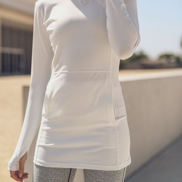 Active Hoodie Longline Pullover with Drawstring - Picture 4 of 8